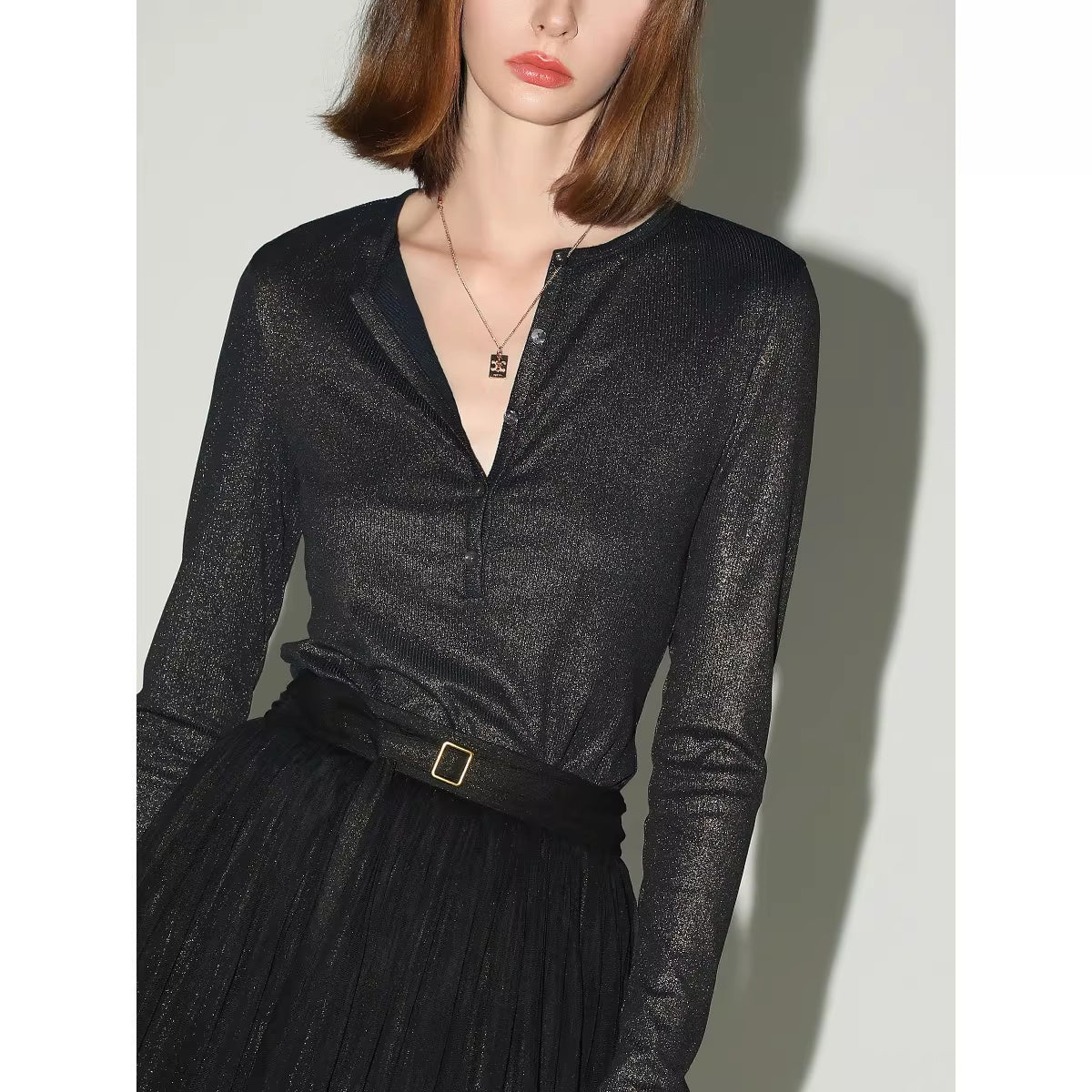 COCOBELLA_Comfort_Stretch_Slim_Fit_High_Neck_Long_Sleeve_Seam_Detail_Women_Office_Shirts_MISSTT