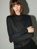COCOBELLA Comfort Stretch Slim Fit High Neck Long Sleeve Seam Detail Women Office Shirts