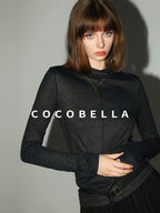 COCOBELLA Comfort Stretch Slim Fit High Neck Long Sleeve Seam Detail Women Office Shirts