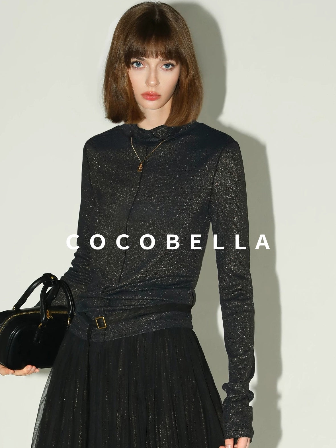 COCOBELLA Comfort Stretch Slim Fit High Neck Long Sleeve Seam Detail Women Office Shirts
