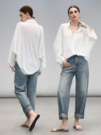 COCOBELLA Commuter Button Pocket Loose Fit Batwing Sleeve Collared Women Office Shirts