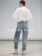 COCOBELLA Commuter Button Pocket Loose Fit Batwing Sleeve Collared Women Office Shirts