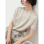 COCOBELLA_Commuter_Pleated_Straight_Fit_Crew_Neck_Short_Sleeve_Women_Letter_Print_T-Shirts_MISSTT