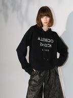 COCOBELLA Cotton Blend Loose Fit Hooded Drawstring Printed Streetwear Sweatshirts