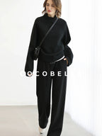 COCOBELLA Cotton Blend Straight Fit Mock Neck Commuter Classic Black Sweatshirts