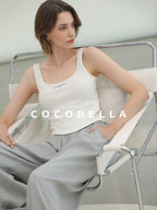 COCOBELLA Cotton Blend Street Slim U Neck Letter Print Women Tank Top Tops