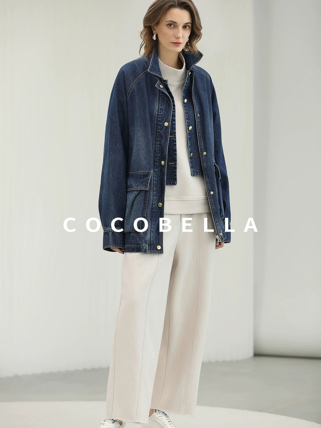 COCOBELLA Cotton Rich Straight Midlength Commuter Hooded Sweatshirt Hoodies