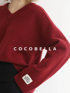 COCOBELLA Cozy Acrylic Wool Blend Relaxed Fit Commuter V Neck Knit Women Sweater