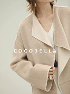 COCOBELLA Cozy Acrylic Wool Knit V Neck Drop Shoulder H Line Straight Commuter Dresses