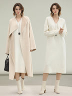 COCOBELLA Cozy Acrylic Wool Knit V Neck Drop Shoulder H Line Straight Commuter Dresses