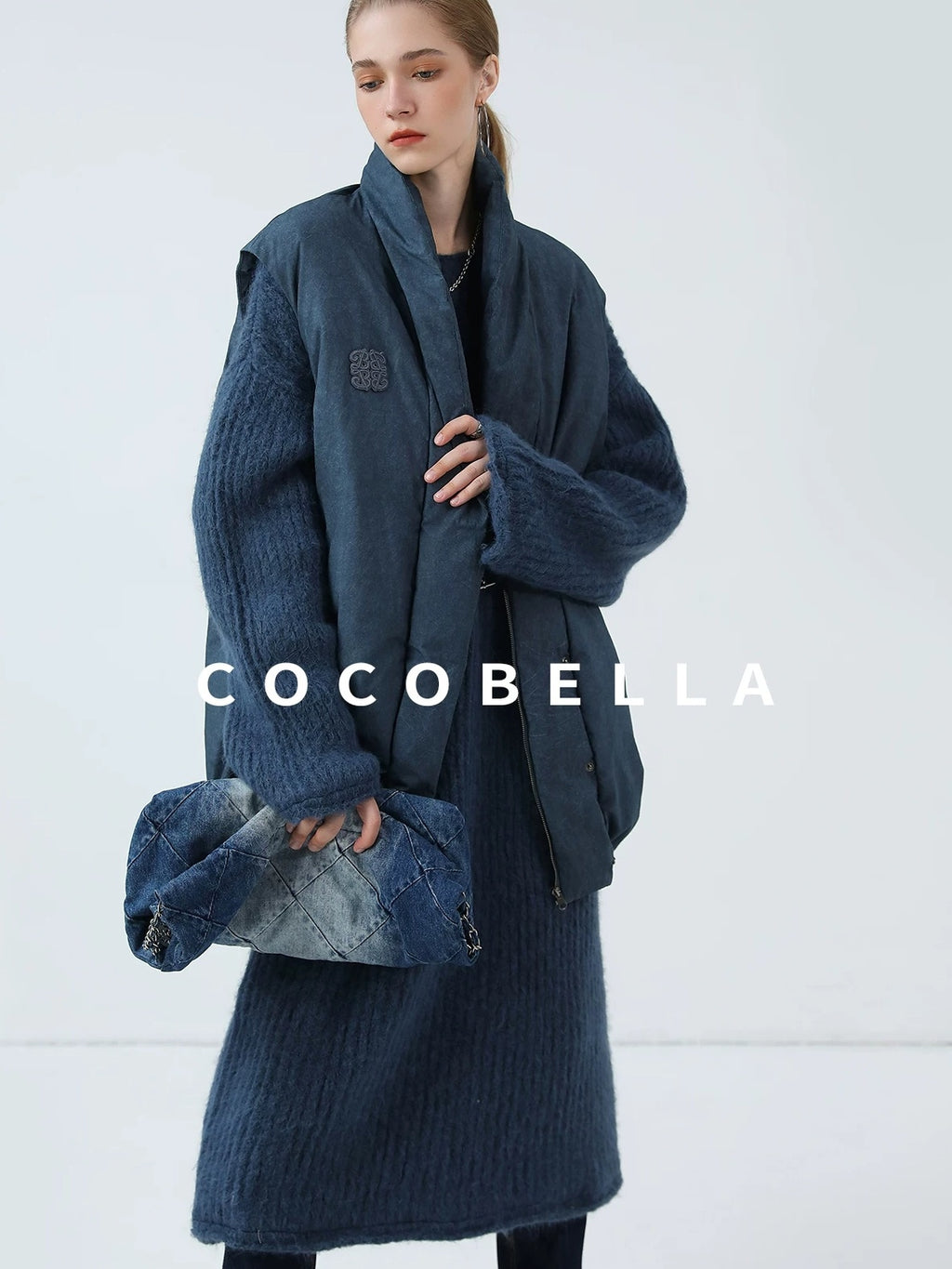 COCOBELLA Cozy Alpaca Blend Knit Vintage Boatneck H Fit Rolled Hem Long Sleeve Dresses