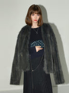 COCOBELLA Cozy Faux Fur Straight Fit Elegant Workwear Women Outerwear Jackets
