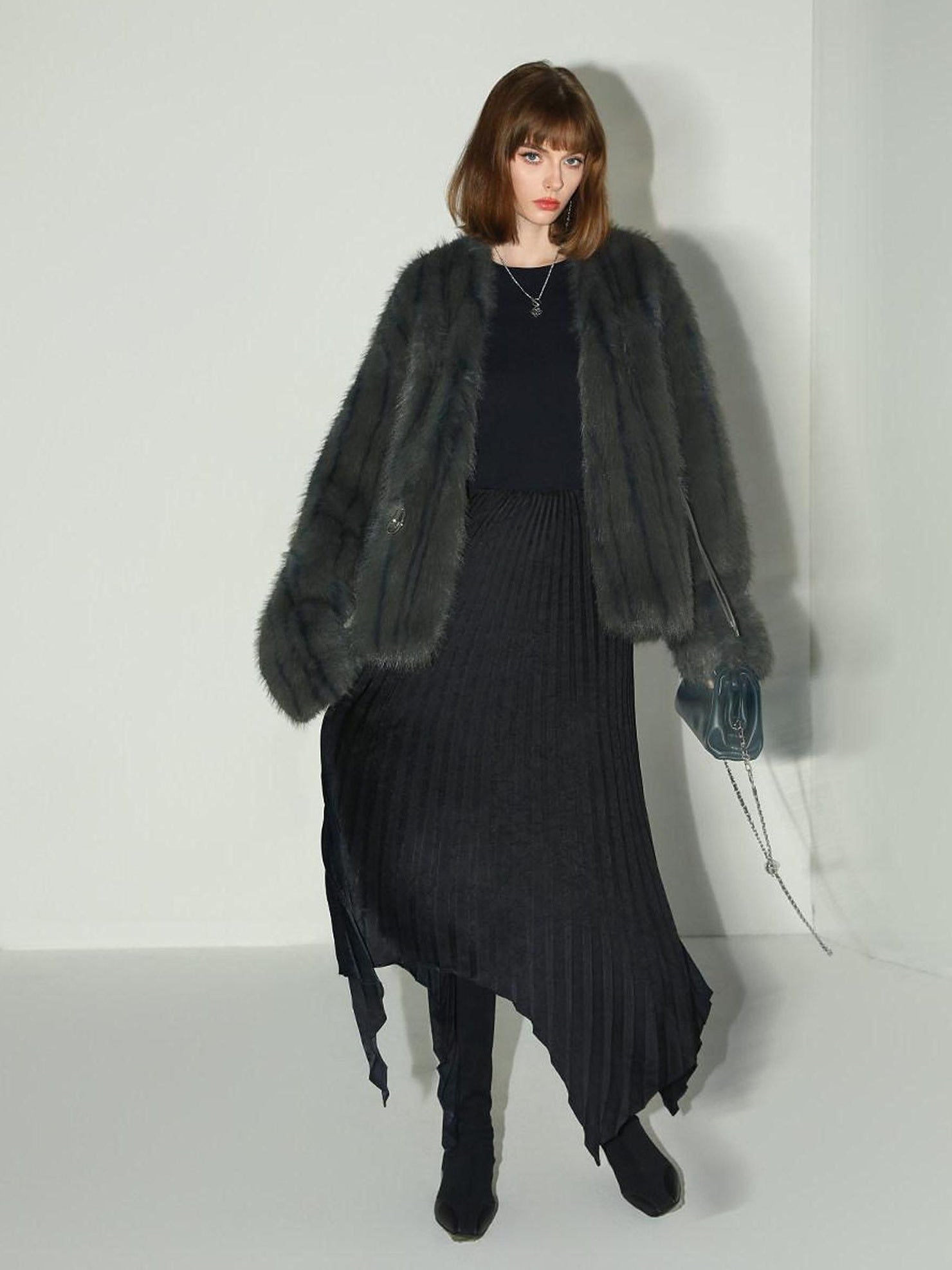COCOBELLA Cozy Faux Fur Straight Fit Elegant Workwear Women Outerwear Jackets