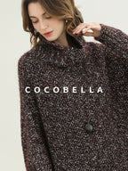 COCOBELLA Cozy High Neck Thick Knit Pullover Loose Batwing Office Midi Multicolor Dresses