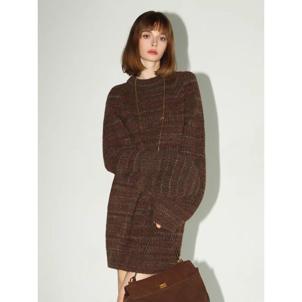 COCOBELLA_Cozy_Knit_Relaxed_O_Shape_Long_Sleeve_Round_Neck_Coffee_Floral_Dresses_MISSTT