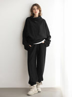 COCOBELLA Cozy Oversized Drop Shoulder Stand Collar Thick Street Casual Knit Sweater
