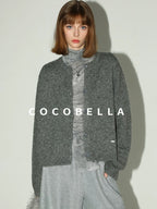 COCOBELLA Cozy Soft Thick Knit Buttoned Boucle Straight Fit Women Crew Neck Sweater