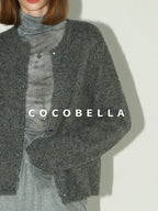 COCOBELLA Cozy Soft Thick Knit Buttoned Boucle Straight Fit Women Crew Neck Sweater