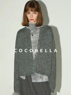 COCOBELLA Cozy Soft Thick Knit Buttoned Boucle Straight Fit Women Crew Neck Sweater