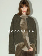 COCOBELLA Cozy Soft Thick Knit Buttoned Boucle Straight Fit Women Crew Neck Sweater
