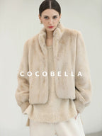 COCOBELLA Cozy Thick Loose Fit Commuter Round Neck Long Sleeve Knit Beige Women Sweater