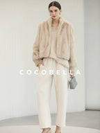 COCOBELLA Cozy Thick Loose Fit Commuter Round Neck Long Sleeve Knit Beige Women Sweater