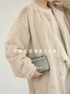 COCOBELLA Cozy Thick Loose Fit Commuter Round Neck Long Sleeve Knit Beige Women Sweater