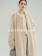 COCOBELLA Cozy Thick Loose Fit Commuter Round Neck Long Sleeve Knit Beige Women Sweater
