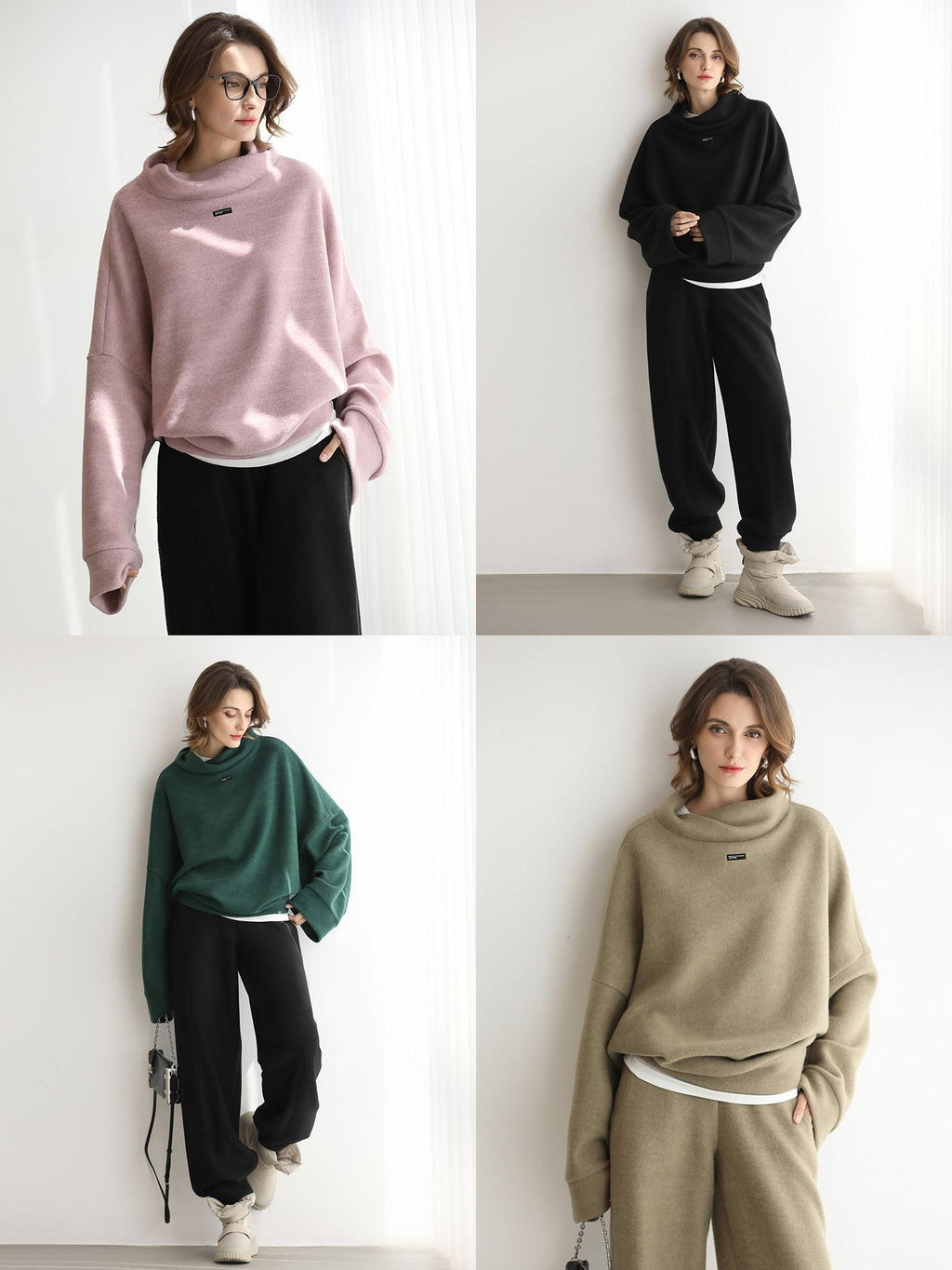 COCOBELLA Cozy Thick Oversized Drop Shoulder Street Style Turtleneck Knit Womens Sweater