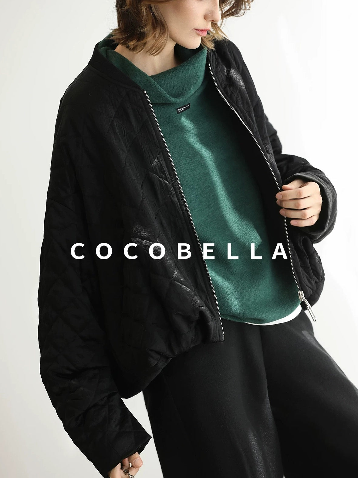 COCOBELLA Cozy Thick Oversized Drop Shoulder Street Style Turtleneck Knit Womens Sweater