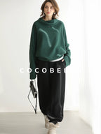 COCOBELLA Cozy Thick Oversized Drop Shoulder Street Style Turtleneck Knit Womens Sweater