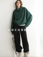 COCOBELLA Cozy Thick Oversized Drop Shoulder Street Style Turtleneck Knit Womens Sweater