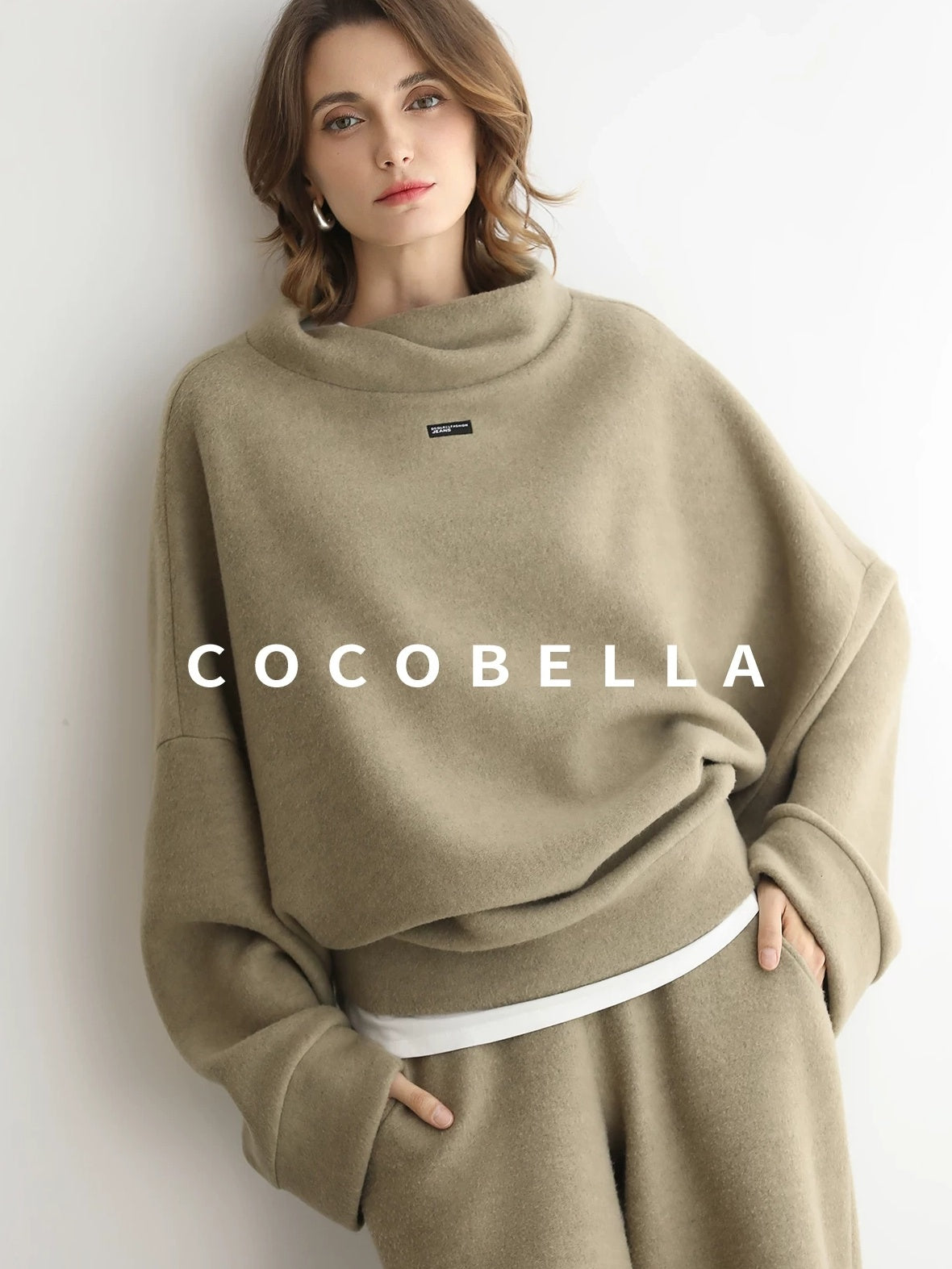 COCOBELLA Cozy Thick Oversized Turtleneck Drop Shoulder Street Casual Pullover Sweater