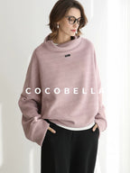 COCOBELLA Cozy Thick Pullover Stand Collar Loose Drop Shoulder Long Sleeve Street Sweatshirts