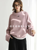 COCOBELLA Cozy Thick Pullover Stand Collar Loose Drop Shoulder Long Sleeve Street Sweatshirts