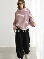 COCOBELLA Cozy Thick Pullover Stand Collar Loose Drop Shoulder Long Sleeve Street Sweatshirts