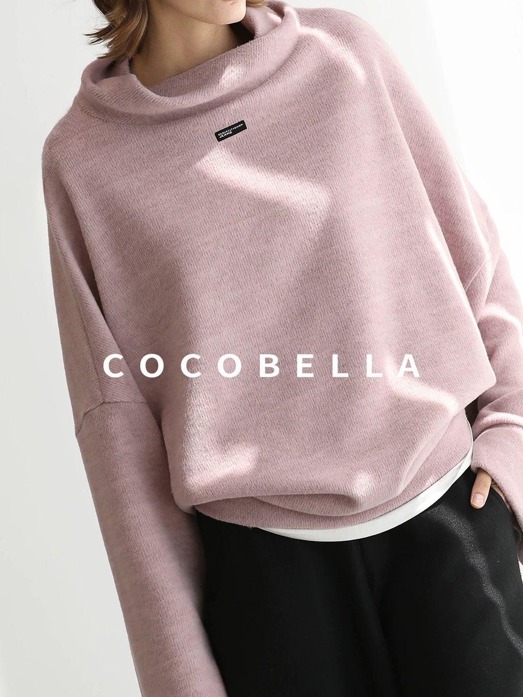 COCOBELLA Cozy Thick Pullover Stand Collar Loose Drop Shoulder Long Sleeve Street Sweatshirts