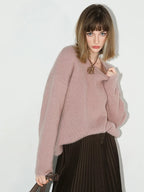 COCOBELLA Cozy Thick Pullover Sweet Straight Fit Crew Neck Blush Pink Knit Sweater