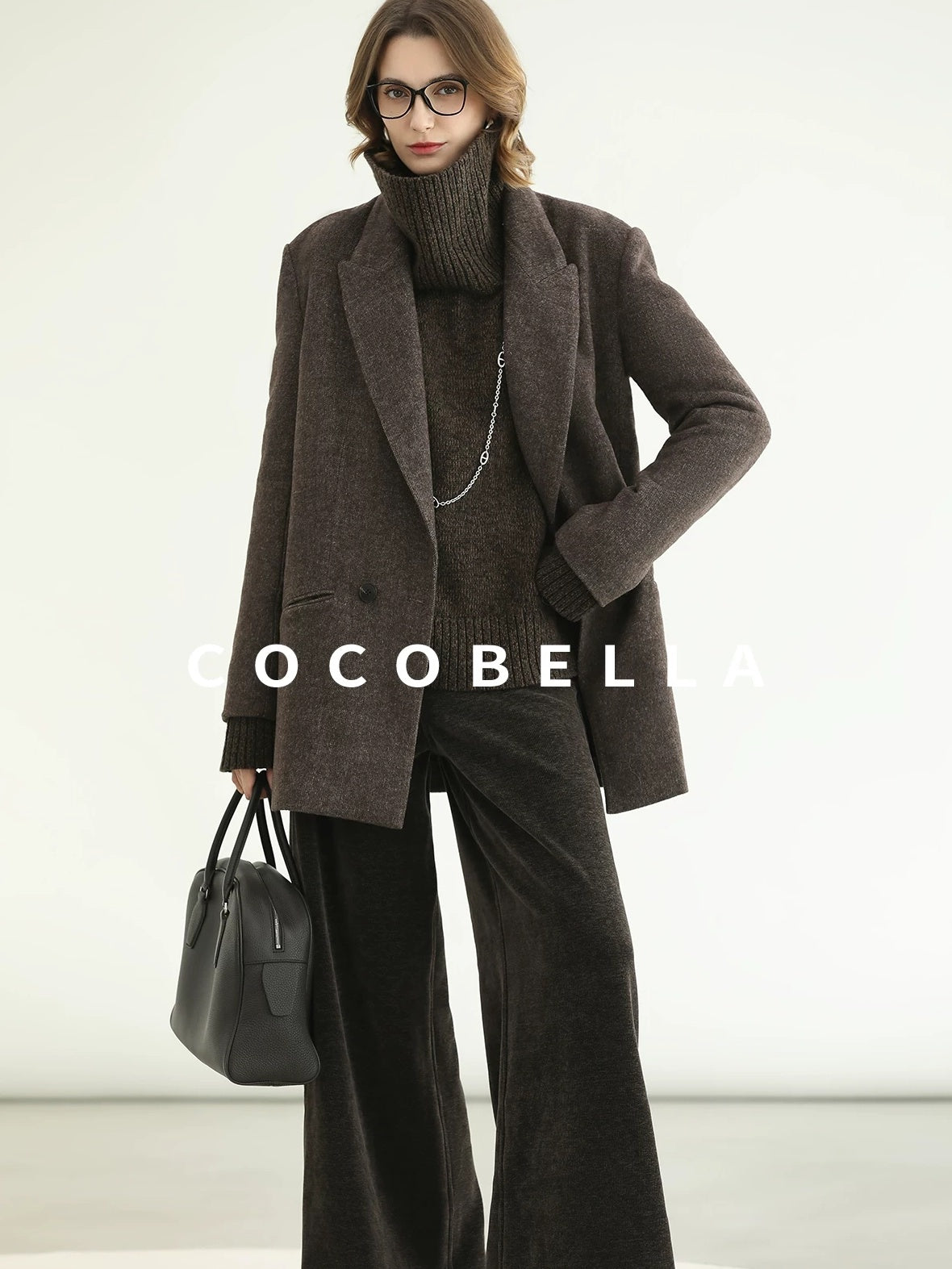 COCOBELLA Cozy Thick Relaxed Fit Slub Knit Women Office Turtleneck Sweater