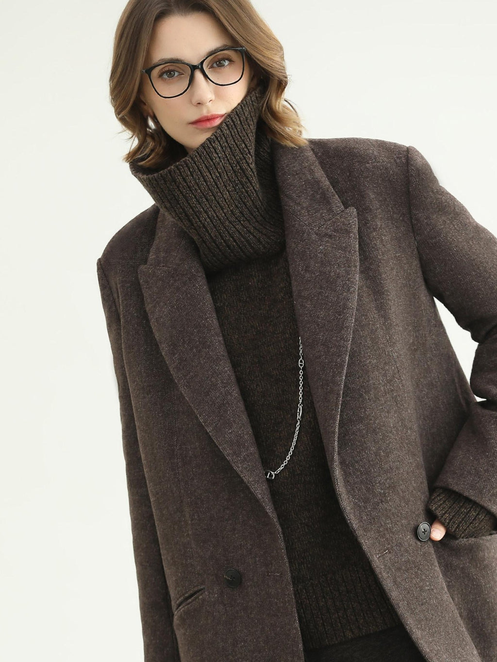 COCOBELLA Cozy Thick Relaxed Fit Slub Knit Women Office Turtleneck Sweater