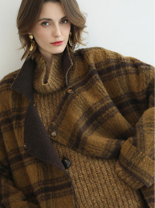 COCOBELLA Cozy Thick Ribbed Fancy Yarn Loose Fit Office Turtleneck Knit Sweater