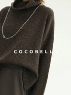 COCOBELLA Cozy Thick Turtleneck Relaxed Fit Commuter Office Knit Wool Blend Sweater