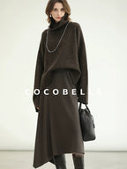 COCOBELLA Cozy Thick Turtleneck Relaxed Fit Commuter Office Knit Wool Blend Sweater