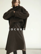COCOBELLA Cozy Thick Turtleneck Relaxed Fit Commuter Office Knit Wool Blend Sweater