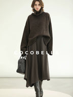 COCOBELLA Cozy Thick Turtleneck Relaxed Fit Commuter Office Knit Wool Blend Sweater