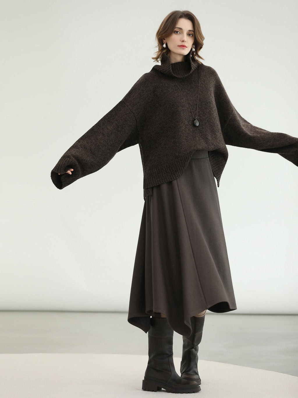 COCOBELLA Cozy Thick Turtleneck Relaxed Fit Commuter Office Knit Wool Blend Sweater