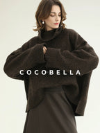 COCOBELLA Cozy Thick Turtleneck Relaxed Fit Commuter Office Knit Wool Blend Sweater