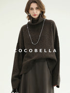 COCOBELLA Cozy Thick Turtleneck Relaxed Fit Commuter Office Knit Wool Blend Sweater