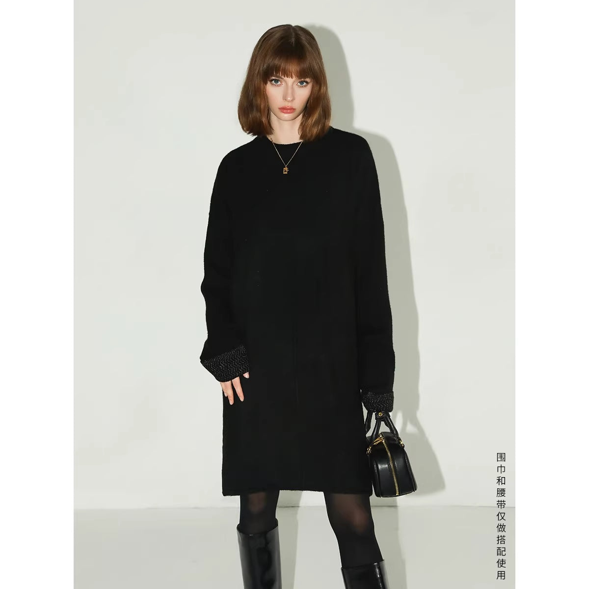 COCOBELLA_Cozy_Wool_Blend_Relaxed_Knit_H_Line_Jacquard_Pullover_Crewneck_Workwear_Dresses_MISSTT