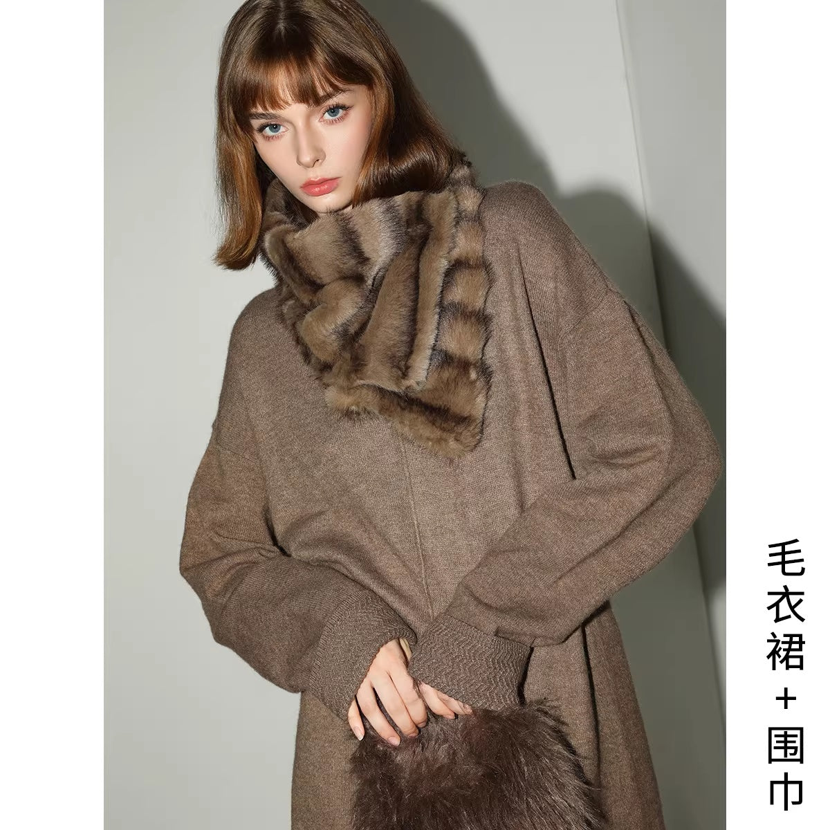 COCOBELLA_Cozy_Wool_Blend_Relaxed_Knit_H_Line_Jacquard_Pullover_Crewneck_Workwear_Dresses_MISSTT
